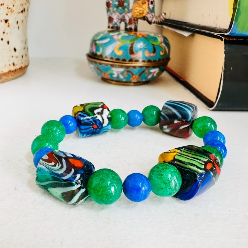 Colorful African and glass Beaded Bracelet